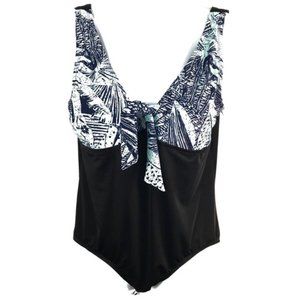 Bleu Ice Women’s Plus Size Light Teal Black One Piece Swimsuit Size 22 New